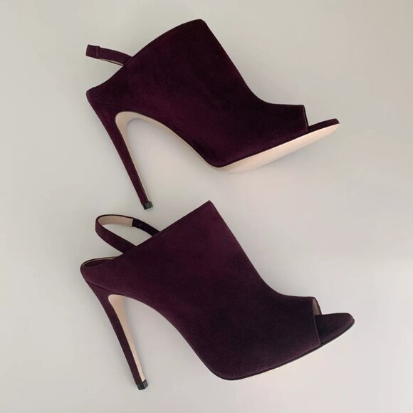 NEW Women's MIU MIU Plum Suede Slingback Sandals in Size 38 - Picture 5 of 9